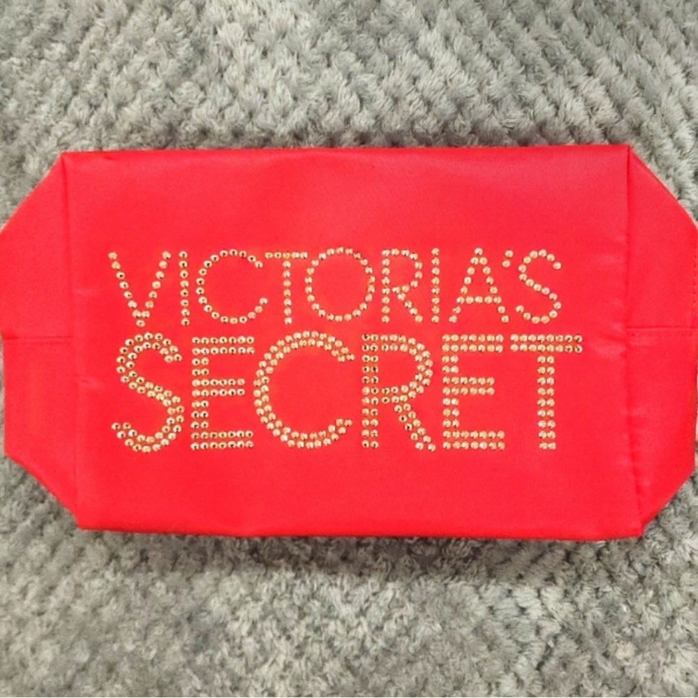 Victoria's Secret Red and Gold Cosmetic Bag NWOT